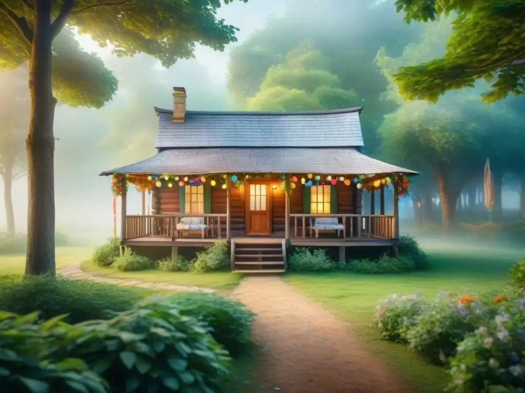 Acogedora cabaña rural en fiesta colorida Un acogedor alojamiento rural cerca de eventos de Carnaval, rodeado de naturaleza y celebración festiva