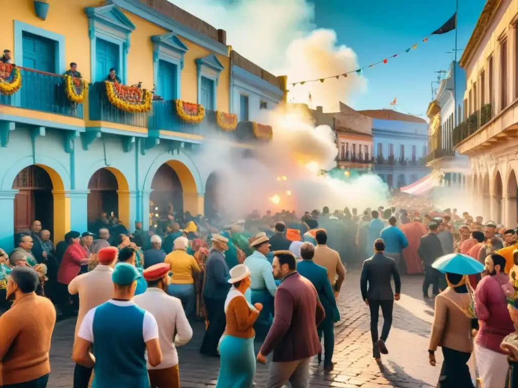 Una animada ilustración acuarela del Carnaval en Uruguay