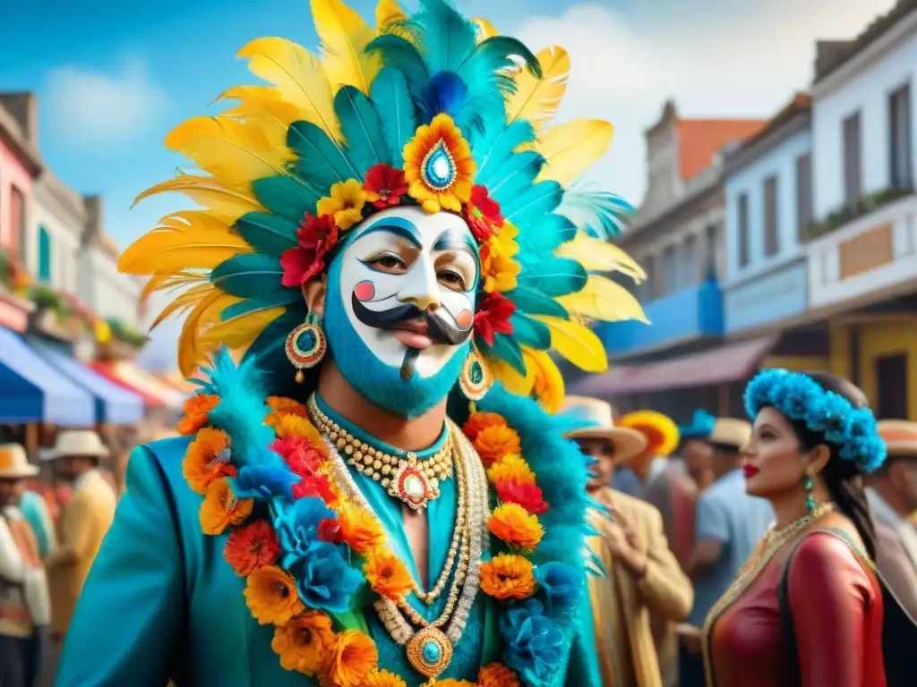 Arte y color en la carroza del Carnaval de Uruguay Un artista plástico crea una carroza vibrante y elaborada en un taller del Carnaval Uruguayo