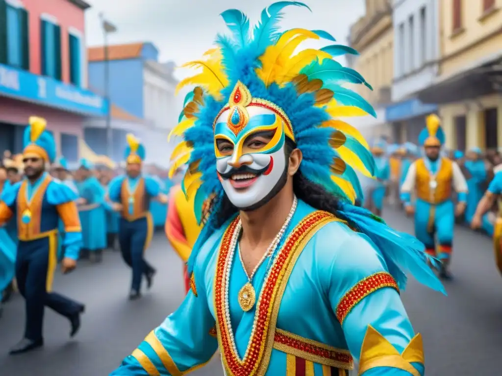 Deslumbrante desfile de Carnaval en Uruguay Ascenso socioeconómico Carnaval Uruguayo: Colorido desfile de comparsas y murgas en el vibrante Carnaval uruguayo
