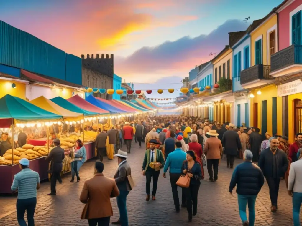 Carnaval en Uruguay: Color y alegría en las calles Un bullicioso Carnaval en Uruguay con chefs destacados, música alegre y coloridos trajes festivos