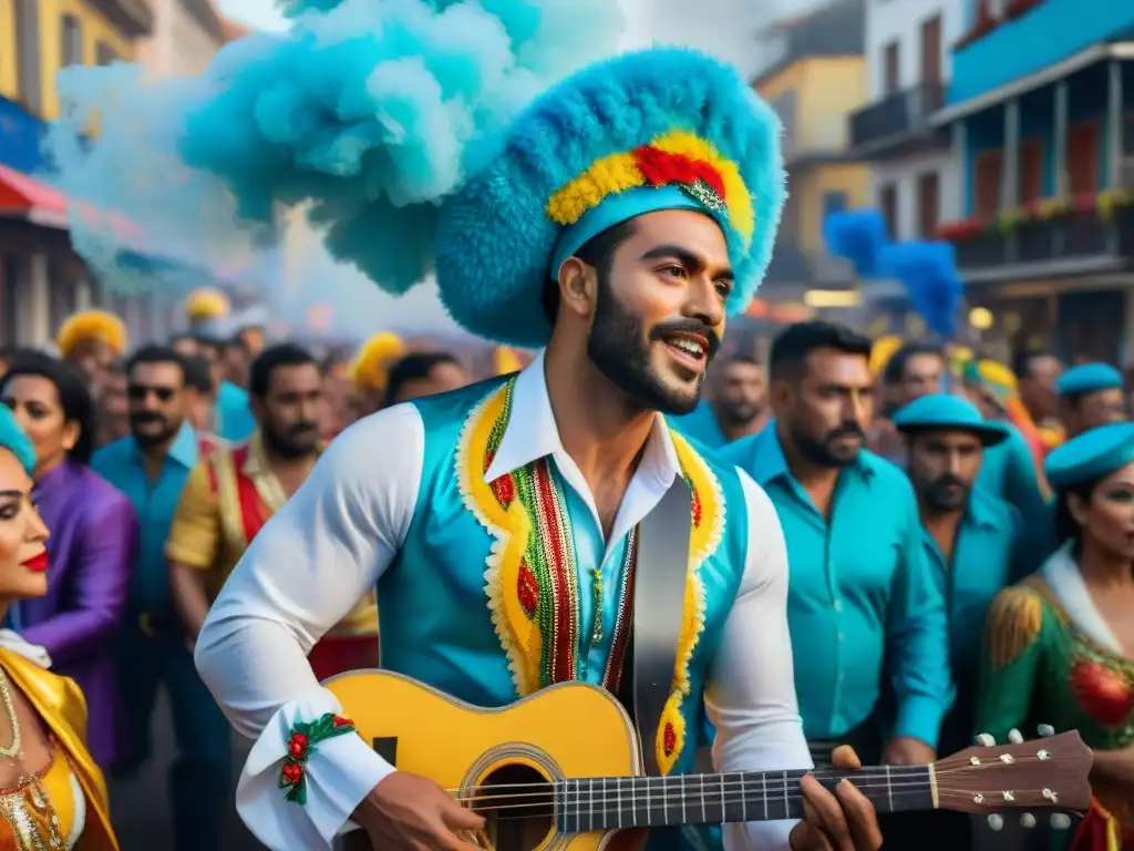 Retrato acuarela de Eduardo Mateo en Carnaval Uruguayo Eduardo Mateo revoluciona el Carnaval Uruguayo con su música vibrante y colorida