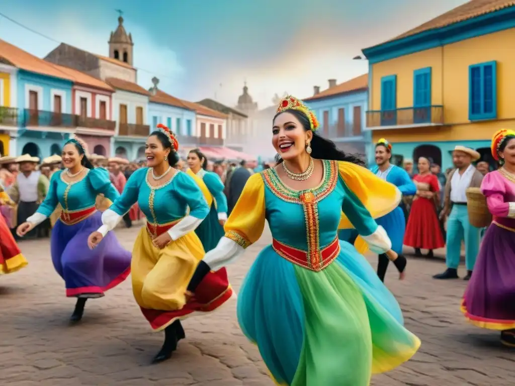 Carnaval en Pueblo Rural de Uruguay: Tradición y Color Celebra el Carnaval Uruguayo en un pueblo rural con coloridos trajes y danzas folclóricas