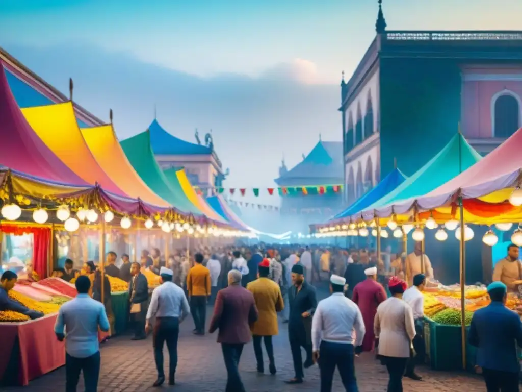 Colorida feria gastronómica con chefs innovadores Chefs innovadores en el Carnaval Uruguayo crean delicias culinarias en un bullicioso mercado callejero