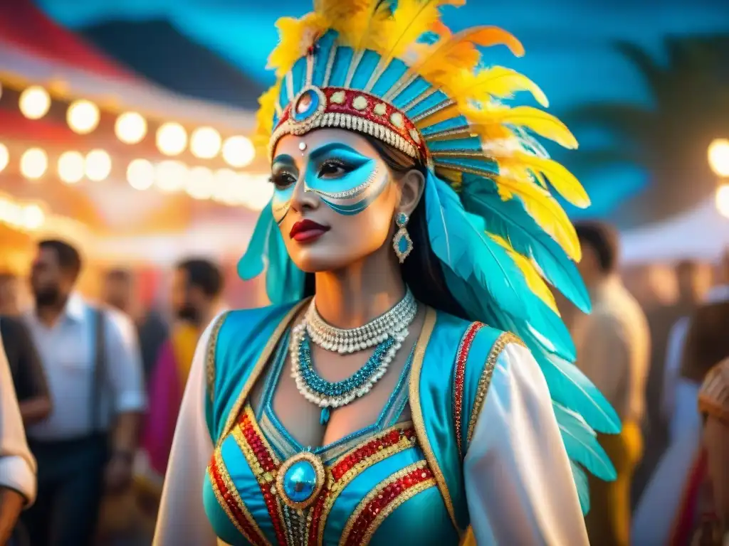Deslumbrante colección de trajes de carnaval uruguayo Una colección de trajes de carnaval uruguayo, llenos de coloridos detalles y atmósfera festiva