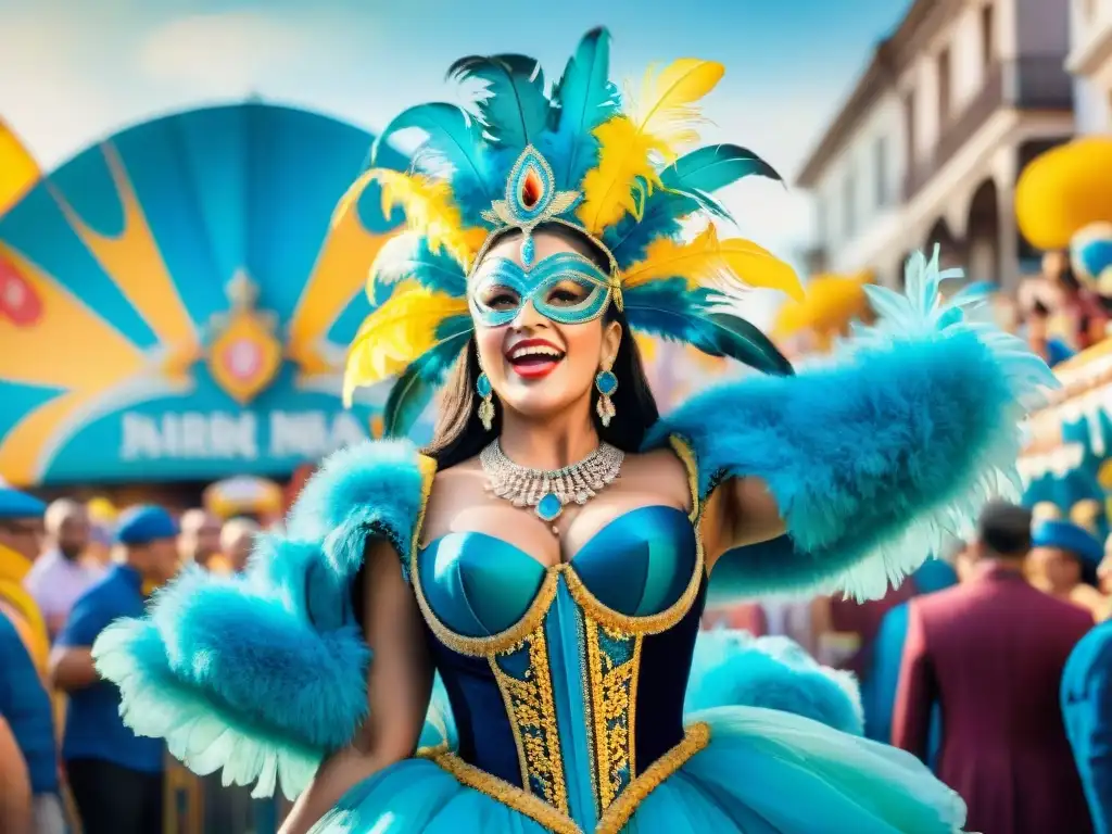 Desfile de Parodistas en el Carnaval Uruguayo Colorida preparación de actuación de parodistas Carnaval Uruguayo