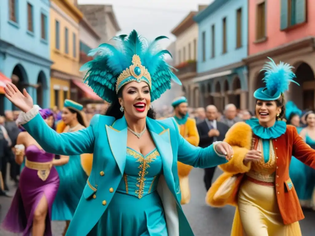 Carnaval en Uruguay: Colorida fiesta callejera Colorida producción audiovisual del Carnaval Uruguayo, con deslumbrantes carrozas, bailarines y espectadores felices