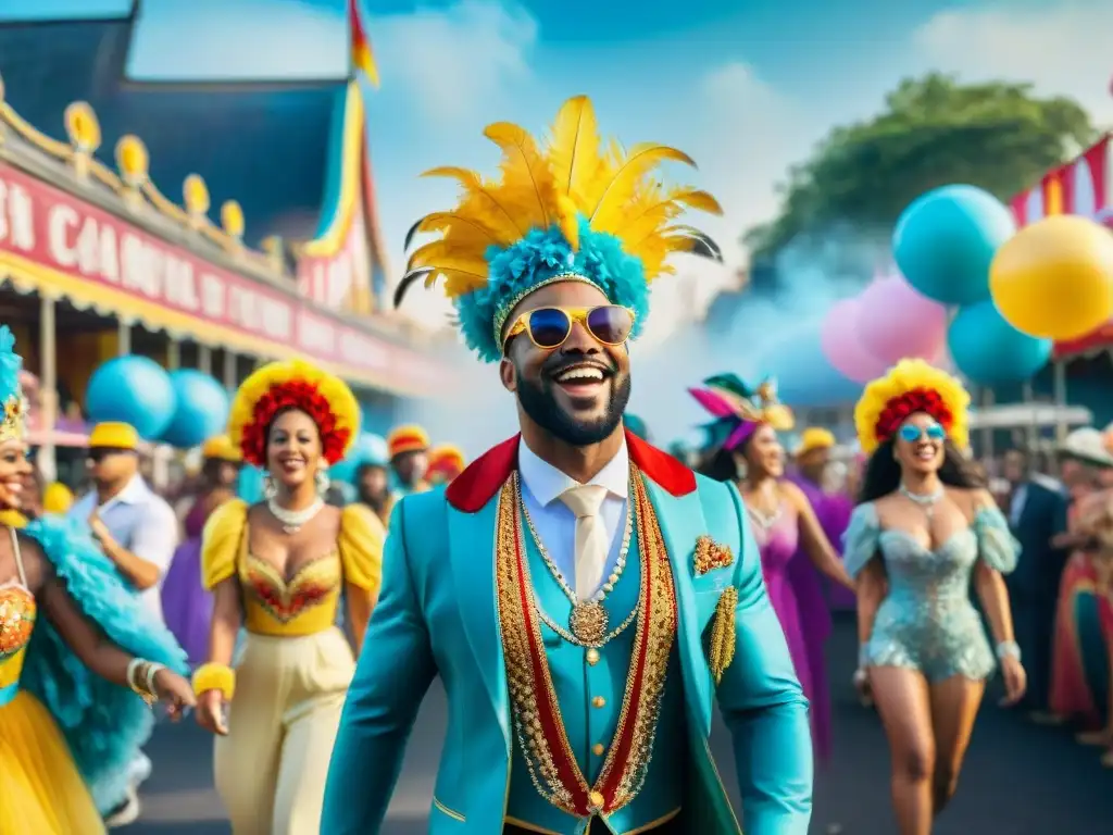 Desfile de Carnaval: Color y alegría en acuarela Una colorida celebración de carnaval con nutrición saludable durante el Carnaval