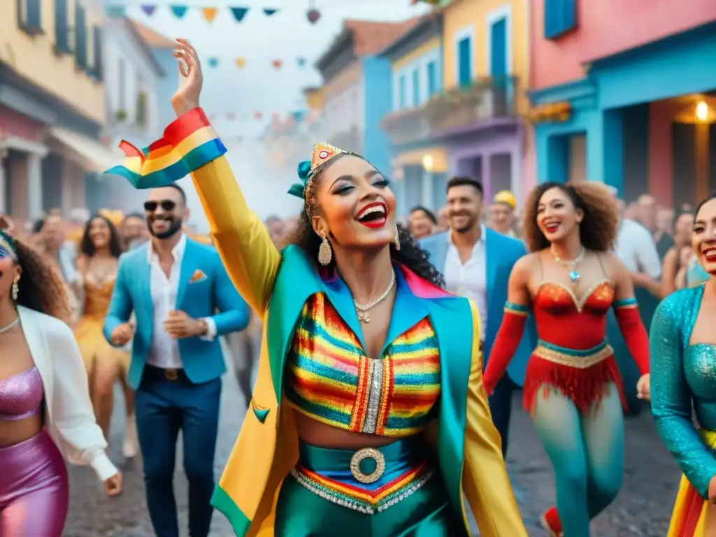 Desfile de Carnaval LGBT+ en Uruguay: Celebración inclusiva y alegre Colorida Comparsa LGBT+ Carnaval Uruguayo: diversidad, alegría y celebración en desfile de Carnaval