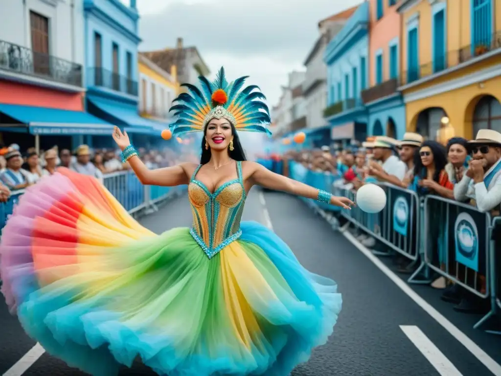 Deslumbrante Carnaval en Uruguay: vibrante celebración cultural Una colorida pintura acuarela del vibrante desfile de Carnaval en Uruguay, reflejando la energía y emoción del festival