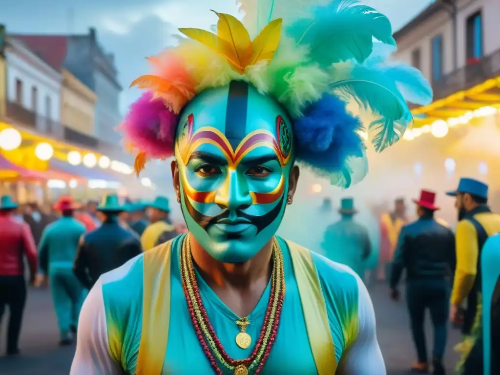 Deslumbrante pintura acuarela del Carnaval de Uruguay Una colorida pintura acuarela del vibrante desfile de Carnaval en Uruguay, capturando la energía y espíritu del evento