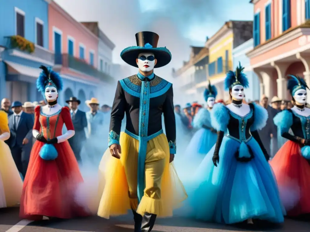 Sombra misteriosa en el Carnaval de Ansina, Uruguay Colorido Carnaval en Ansina, Uruguay, con sombra misteriosa que oculta secretos de la historia