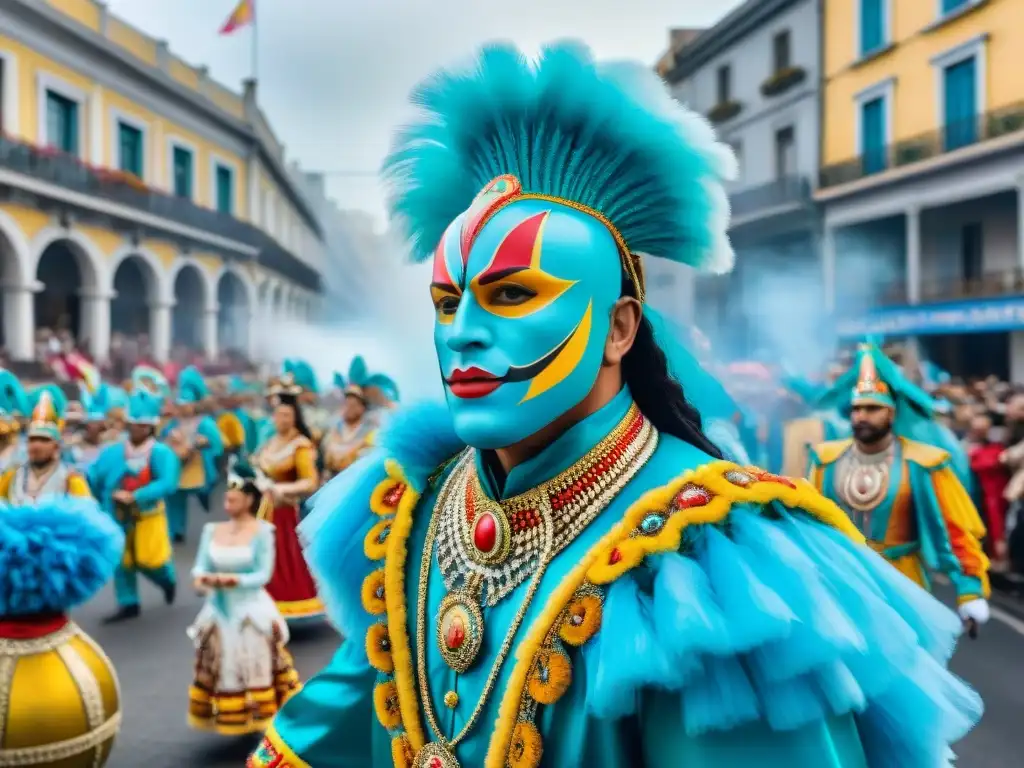 Desfile de Carnaval en Uruguay: una explosión de color y alegría Colorido Carnaval en Uruguay con cambios políticos y sociales, fusionando tradición y alegría en desfile vibrante