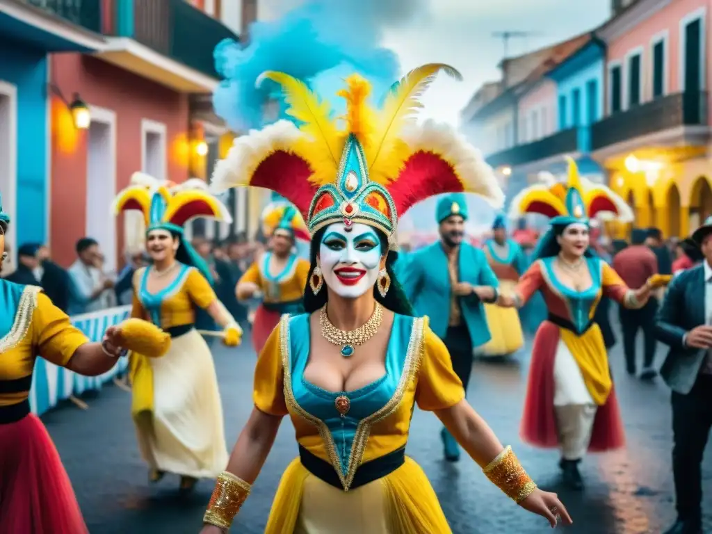 Carnaval uruguayo: baile, color y sabor en las calles Colorido Carnaval en Uruguay con comparsas, música de Candombe y platos tradicionales