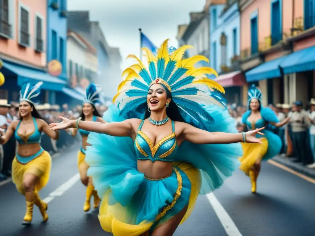 Desfile colorido del Carnaval en Uruguay Colorido Carnaval Uruguayo: calles llenas de vida, desfiles y alegría, tradición y eventos culturales