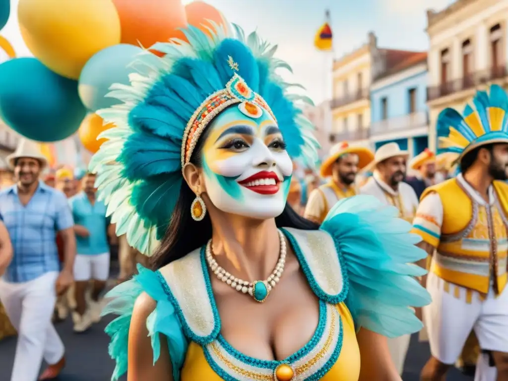 Colorida alegría en el Carnaval Uruguayo Colorido Carnaval Uruguayo: lazos comunitarios en celebración alegre y diversa