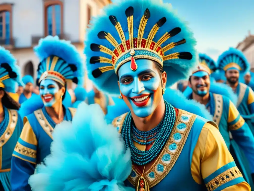 Carnaval en Uruguay: Desfile colorido y festivo Colorido Carnaval Uruguayo: murgas, música y arquitectura colonial bajo cielo azul