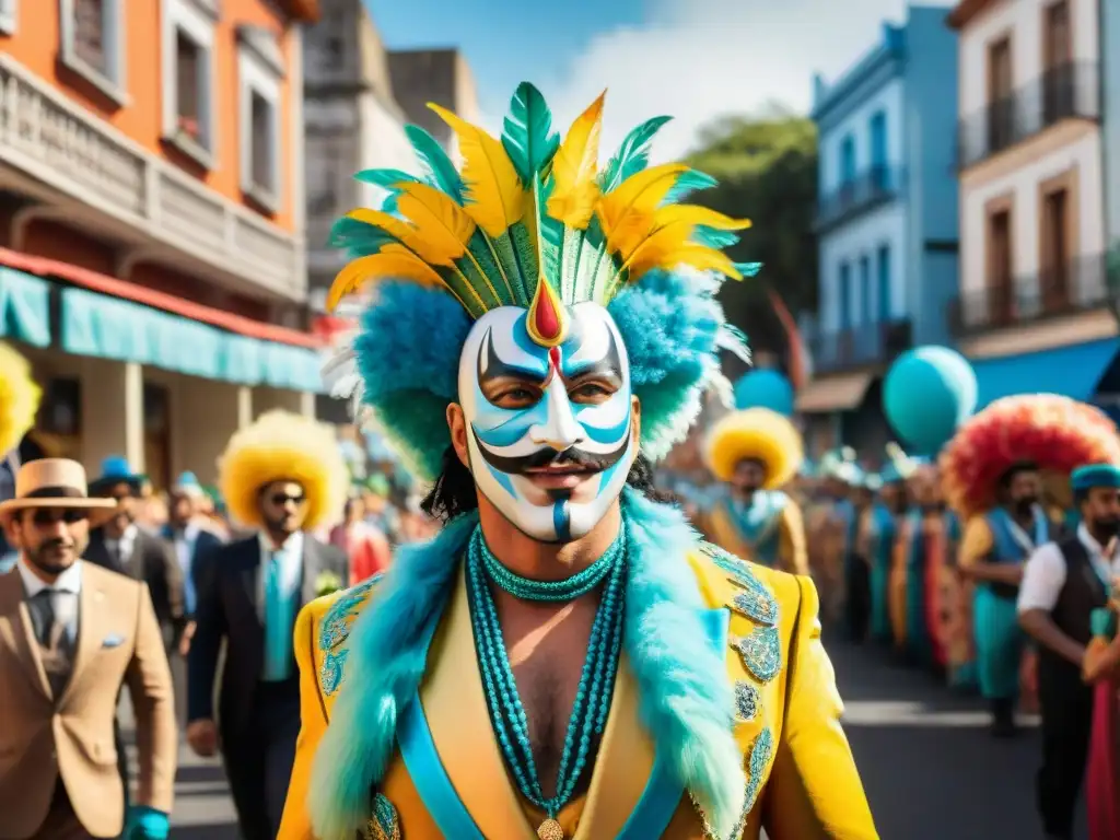 Carnaval sostenible en Uruguay: arte, color y comunidad Colorido desfile de carnaval en Uruguay con ecoemprendimientos y disfraces inspirados en la naturaleza