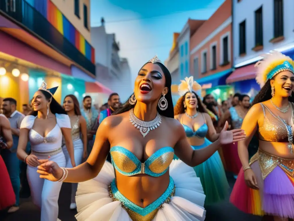 Desfile inclusivo y vibrante de LGBTQ+ en el Carnaval de Uruguay Colorido desfile de Carnaval en Uruguay con influencia de agrupaciones LGBT+