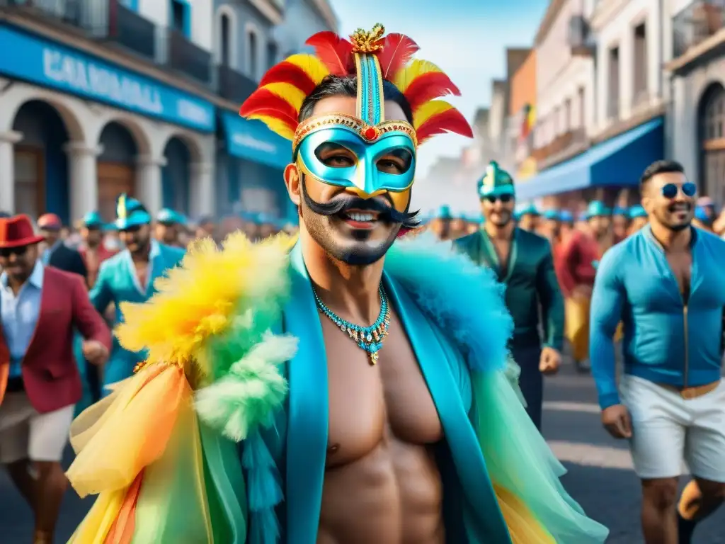 Deslumbrante Carnaval en Uruguay: colores, baile y tradición Colorido desfile de Carnaval en Uruguay, lleno de alegría y tradición