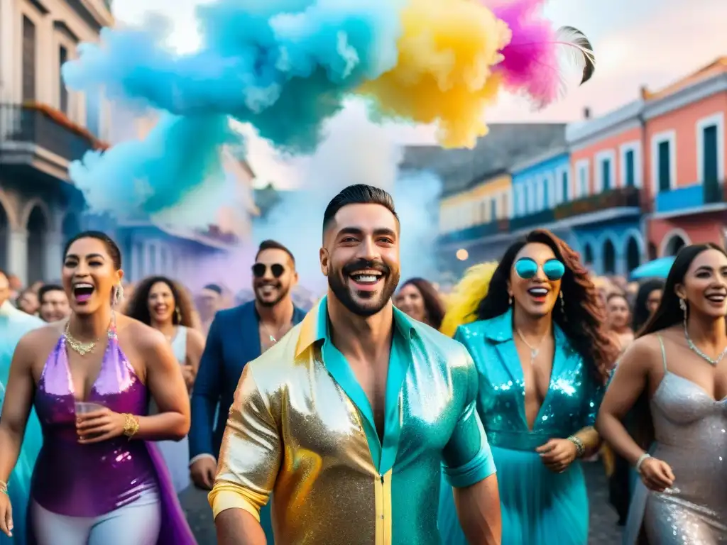 Desfile colorido de la comunidad LGBTQ+ en Carnaval de Uruguay Colorido desfile de comunidad LGBTQ+ en Carnaval Uruguayo: unidad, orgullo y celebración