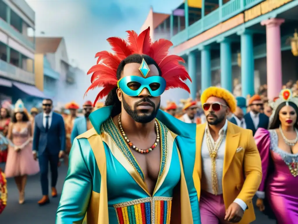 Desfile de Carnaval: Protesta Social en Uruguay Coloridos trajes de protesta social en carnaval Uruguayo