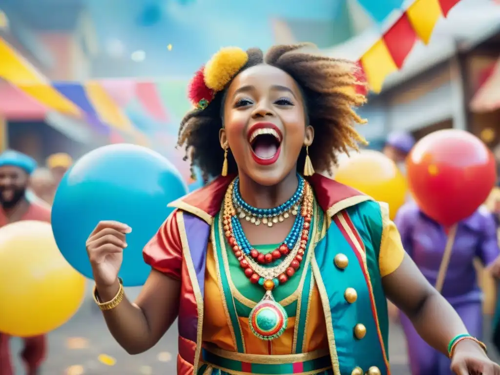 Desfile de niños en disfraces reciclados: creatividad y alegría Un desfile alegre de niños con disfraces de Carnaval en Uruguay, hechos con reciclaje creativo