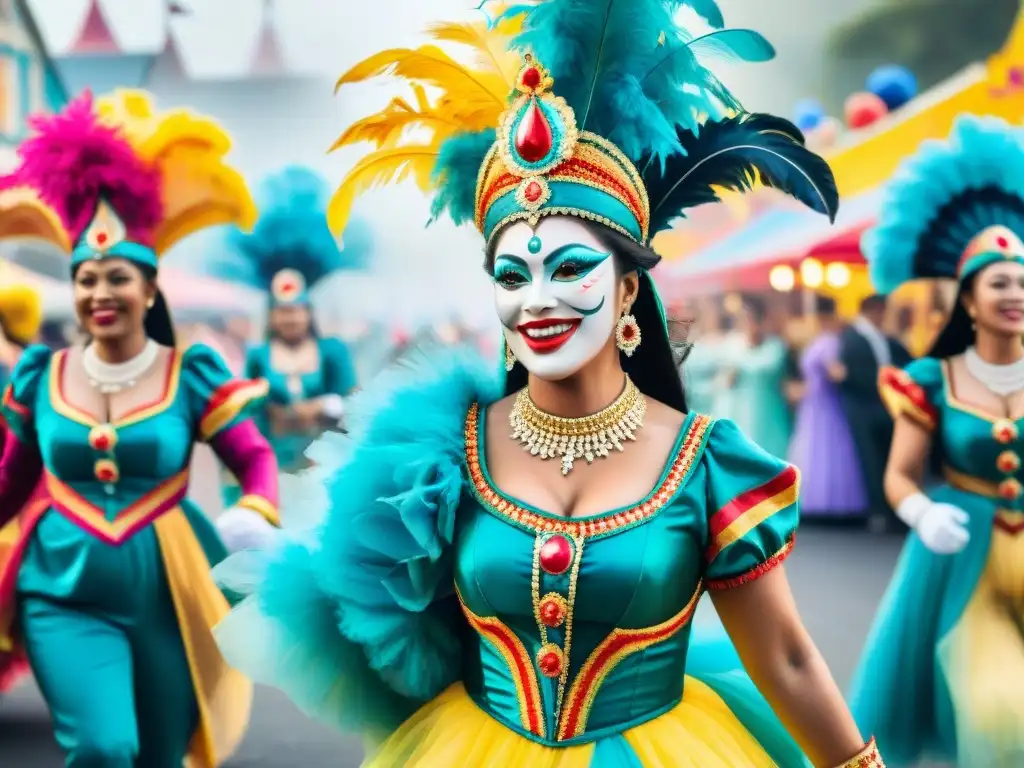 Deslumbrante desfile de Carnaval: colores, música y alegría Desfile animado de Carnaval con vestuarios coloridos y detallados