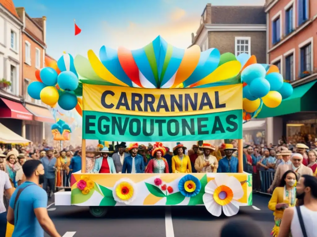 Desfile ecológico: carroza reciclada en Carnaval Desfile de Carnaval con reciclaje creativo en Carnaval Uruguayo