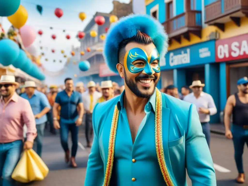 Colorido Carnaval en Uruguay: Alegría y Tradición Desfile colorido durante el Carnaval en Uruguay, con música alegre y trajes tradicionales