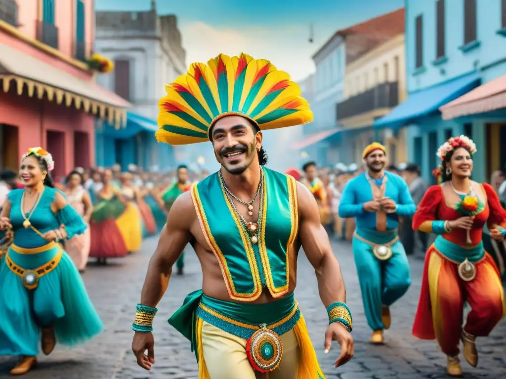 Carnaval en Uruguay: Calles vibrantes y coloridas Desfile colorido en Carnaval Uruguayo, preservación de la historia y cultura