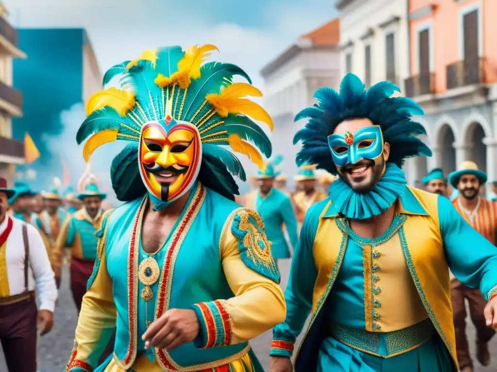 Desfile de Parodistas en Carnaval de Montevideo Un desfile colorido de parodistas uruguayos durante el Carnaval en Montevideo