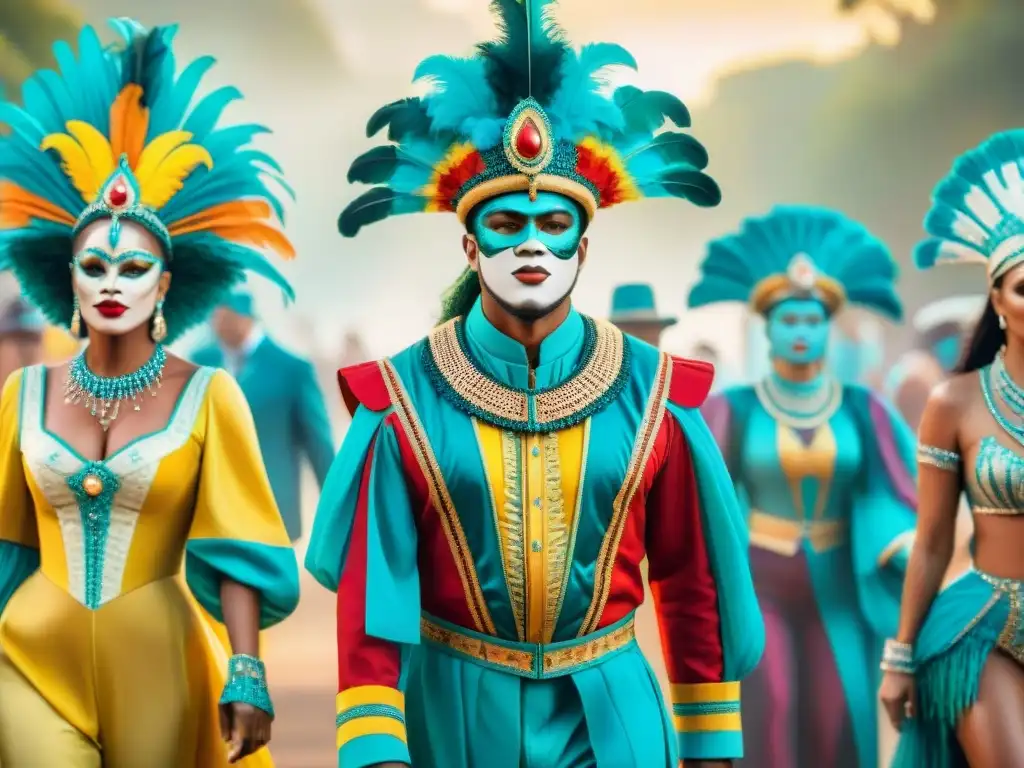 Evolución de trajes de Carnaval: de tradicionales a LED Desfile colorido de trajes de Carnaval evolucionando de tradicionales a modernos con Tecnología LED