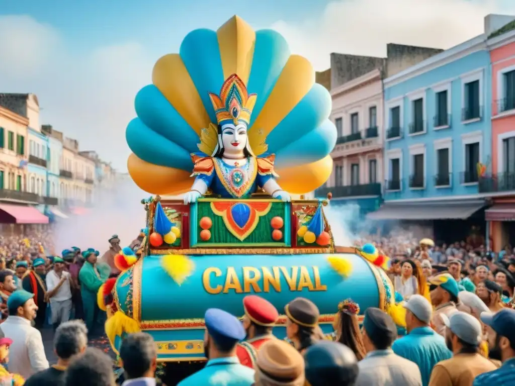 Desfile colorido: Carnaval Uruguayo en vivo Un desfile lleno de color en el Carnaval Uruguayo, rodeado de alegría y energía festiva