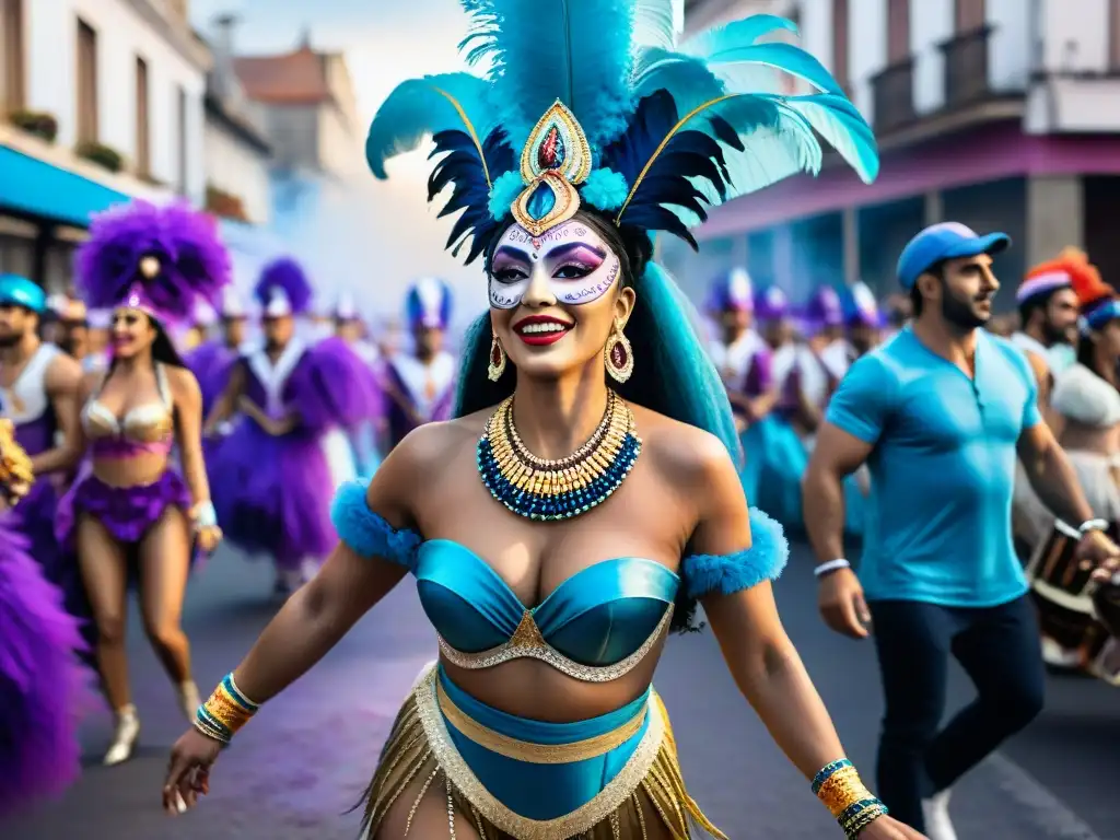 Desfile de Carnaval en Uruguay: Colorido y Alegría Desfile vibrante en Uruguay durante el Carnaval