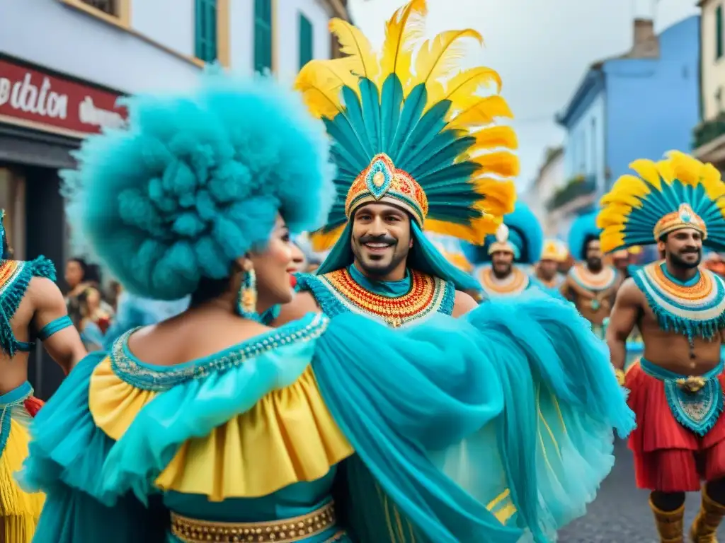 Carnaval en Uruguay: Colorida celebración de murgas y candombe Desfile vibrante de Carnaval en Uruguay: murgueros, candombe y alegría en las calles