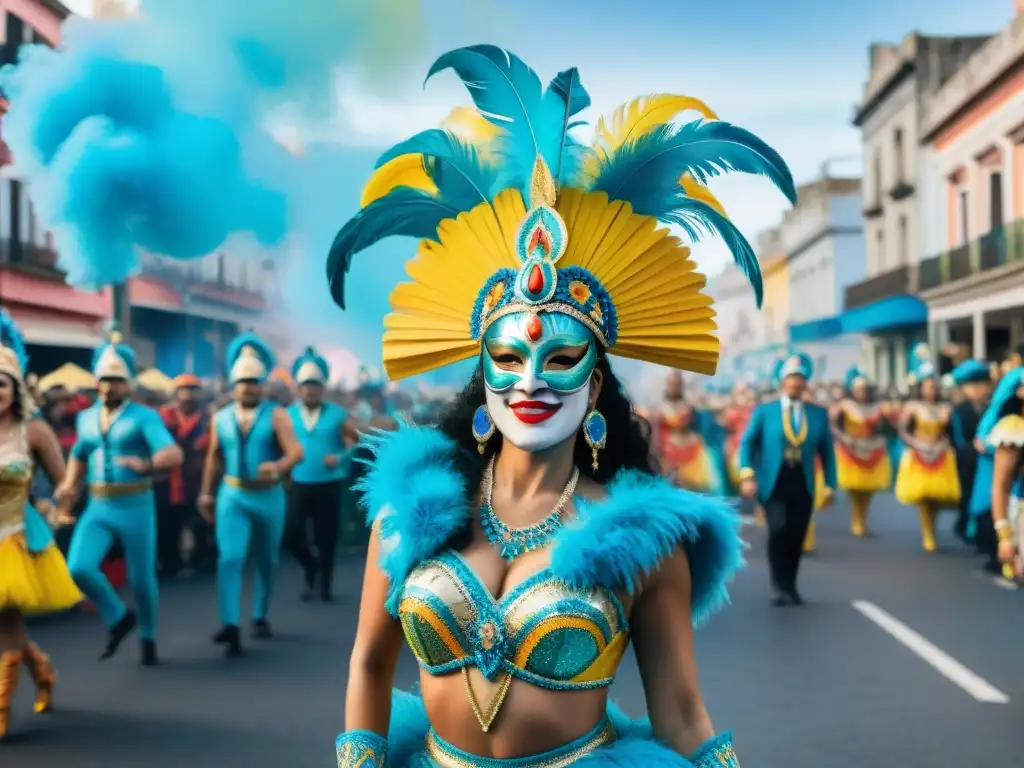 Desfile de Carnaval en Uruguay: color y alegría Desfile vibrante del Carnaval en Uruguay, con beneficios del patrocinio cultural