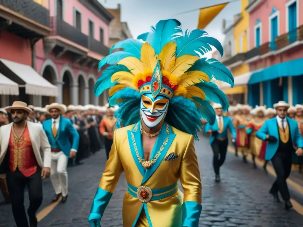 Carnaval en Uruguay: Desfile de color y alegría Un desfile vibrante en el Carnaval de Uruguay, con carrozas y danzas coloridas