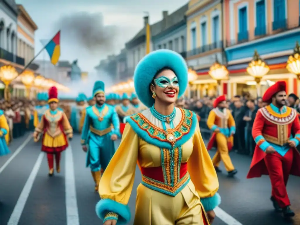 Desfile vibrante de Carnaval en Uruguay con cocina festiva