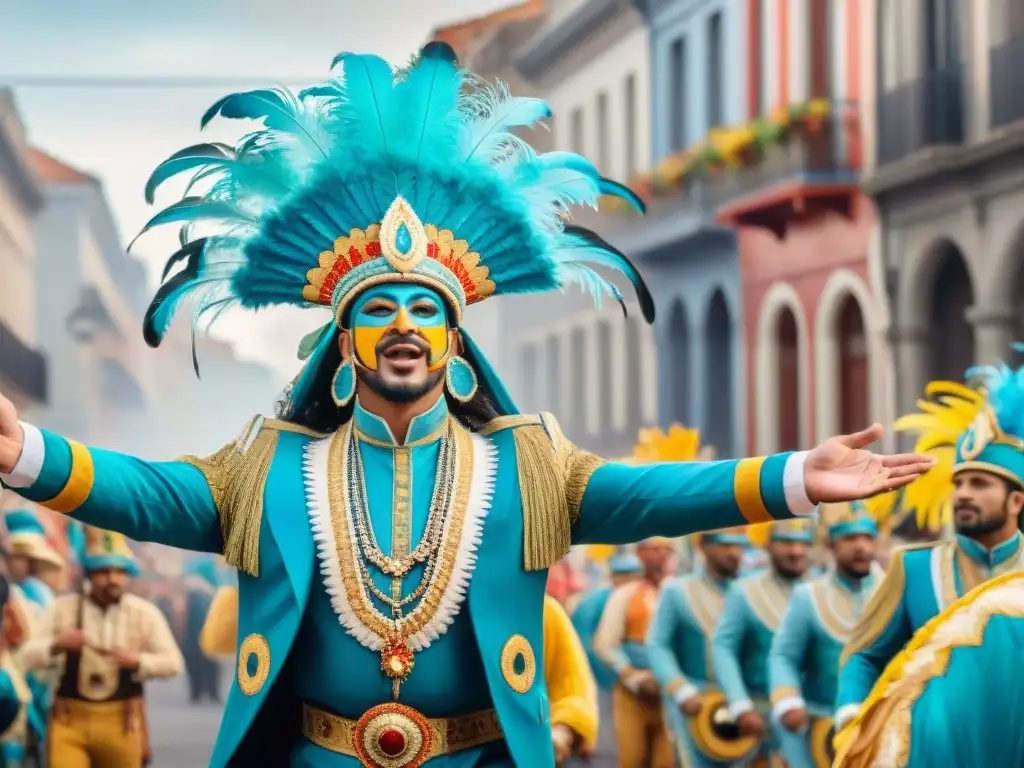 Deslumbrante Carnaval en Uruguay: comparsas coloridas y energía festiva Desfile vibrante de Carnaval en Uruguay, con comparsas coloridas y energía contagiosa