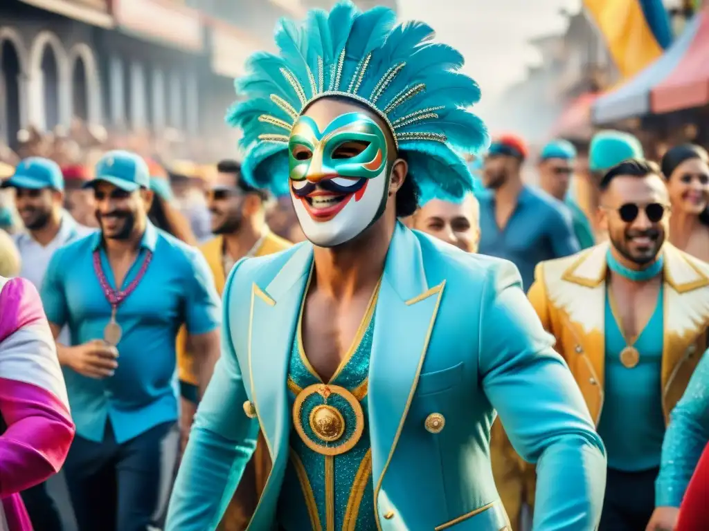 Desfile inclusivo en Carnaval de Uruguay: diversidad y alegría Un desfile vibrante de Carnaval en Uruguay con diversidad e inclusión