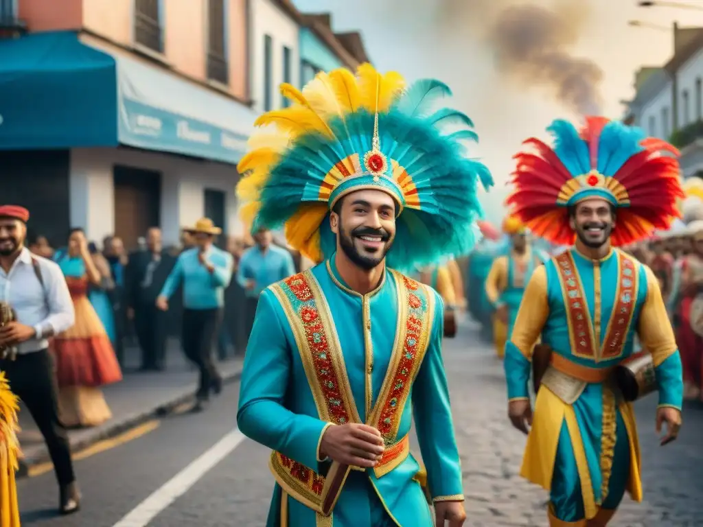 Carnaval en Uruguay: desfile vibrante con instrumentos reciclados Desfile vibrante de Carnaval en Uruguay con instrumentos reciclados y coloridos