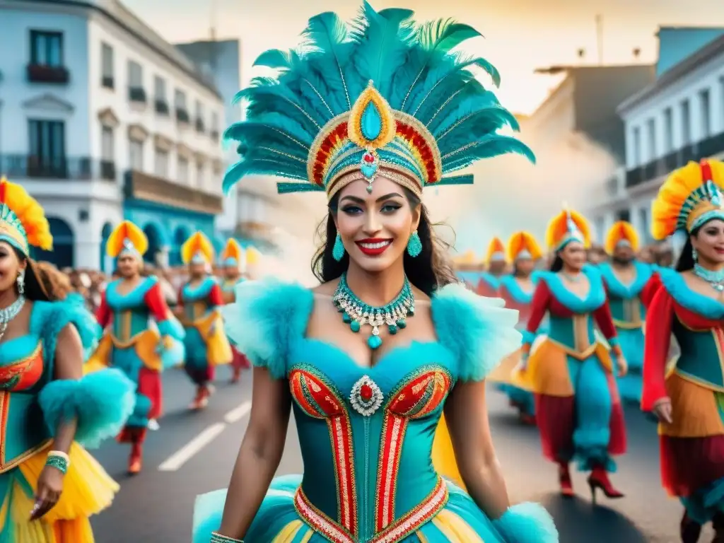 Desfile de Carnaval en Uruguay: moda sostenible y tradición Desfile vibrante de Carnaval en Uruguay con moda sostenible