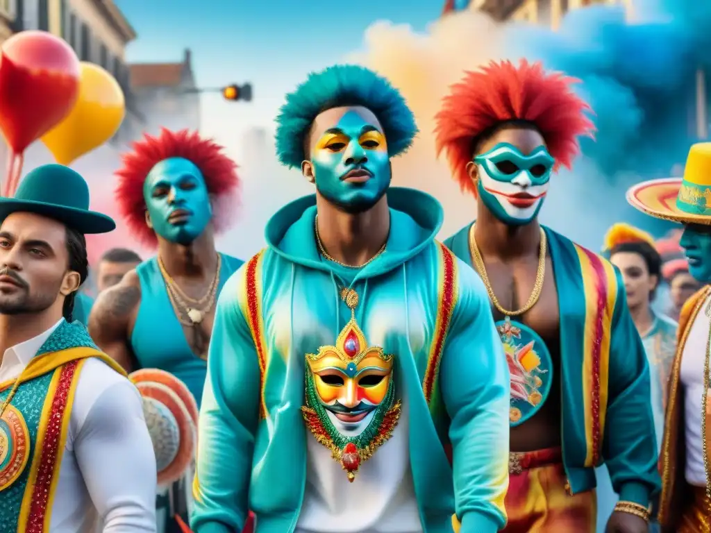 Fusión de estilos en Carnaval Uruguayo Un desfile vibrante de Carnaval fusiona streetwear y trajes tradicionales