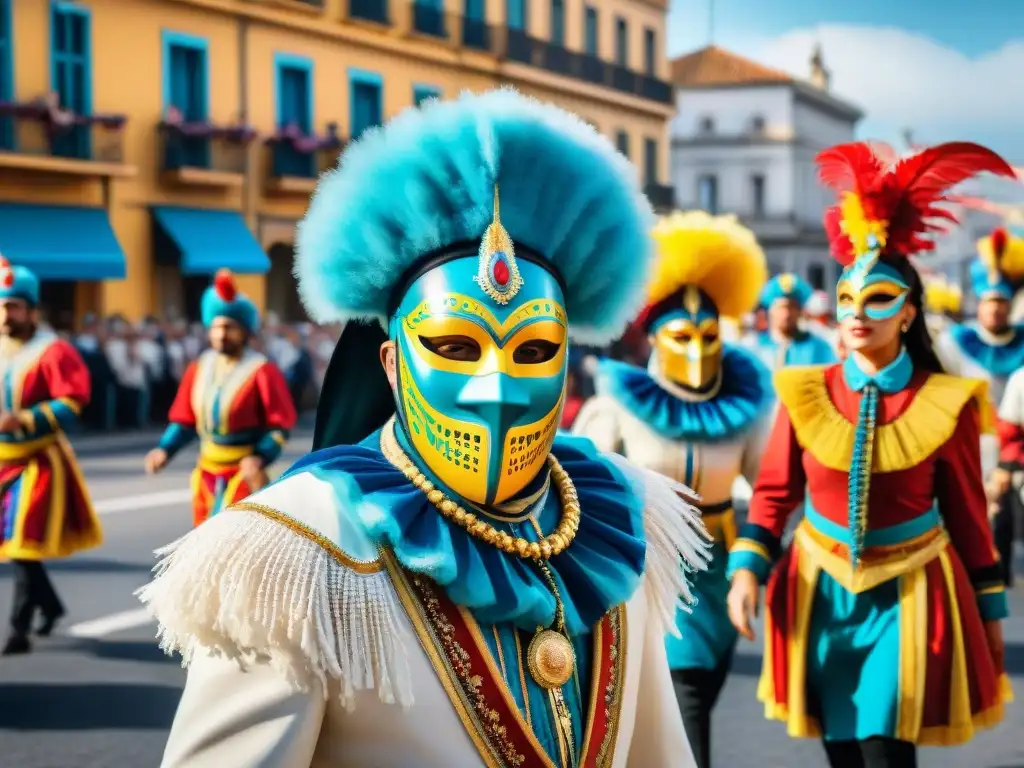 Deslumbrante desfile de Carnaval en Uruguay: colores y alegría Desfile vibrante en Carnaval de Uruguay, desafío preservar tradiciones