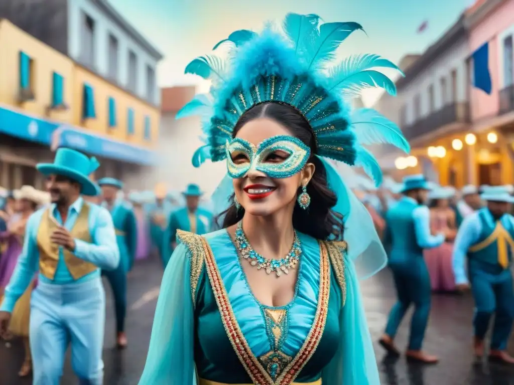 Desfile de Carnaval en Uruguay: color y alegría Desfile vibrante de Carnaval en Uruguay con trajes coloridos y música tradicional