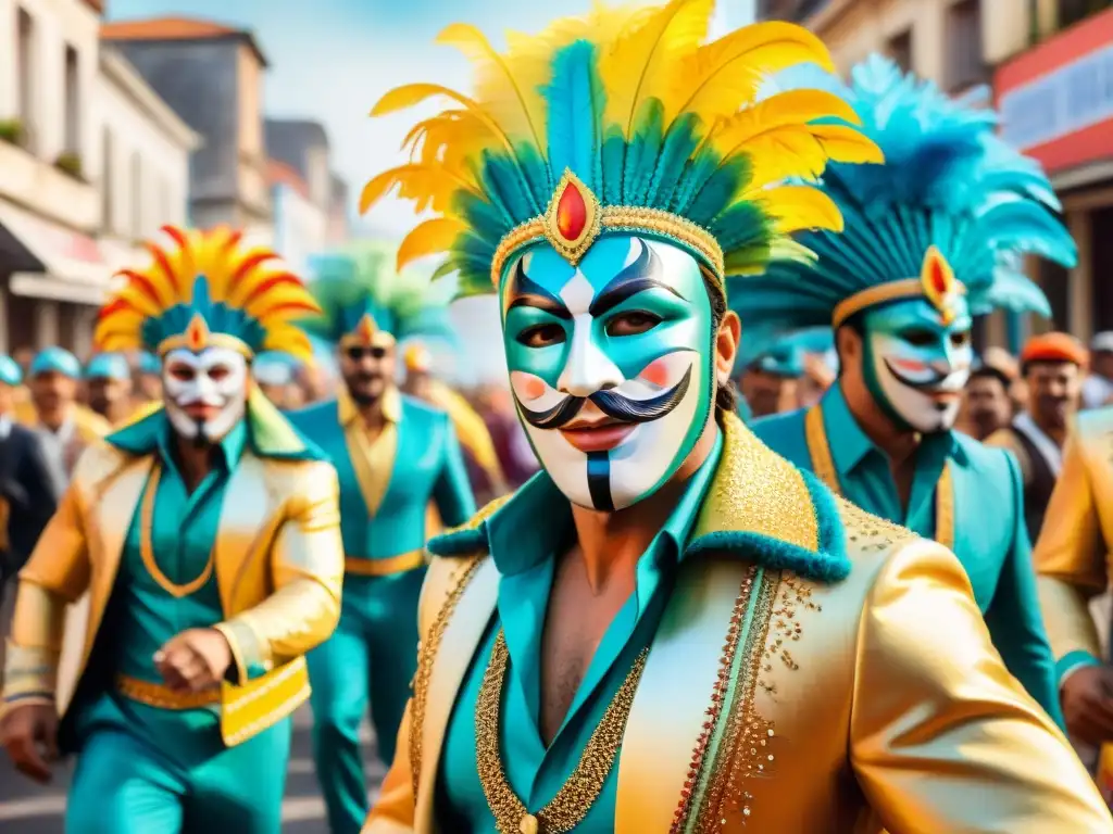 Deslumbrante Carnaval en Uruguay: Colorida celebración festiva Desfile vibrante de Carnaval en Uruguay con trajes tradicionales y música festiva