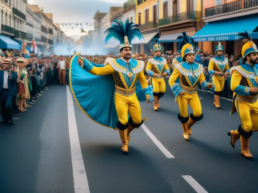 Deslumbrante desfile de Carnaval Uruguayo: vibrante y colorido Desfile vibrante en el Carnaval Uruguayo, conservación riqueza cultural Carnaval Uruguayo