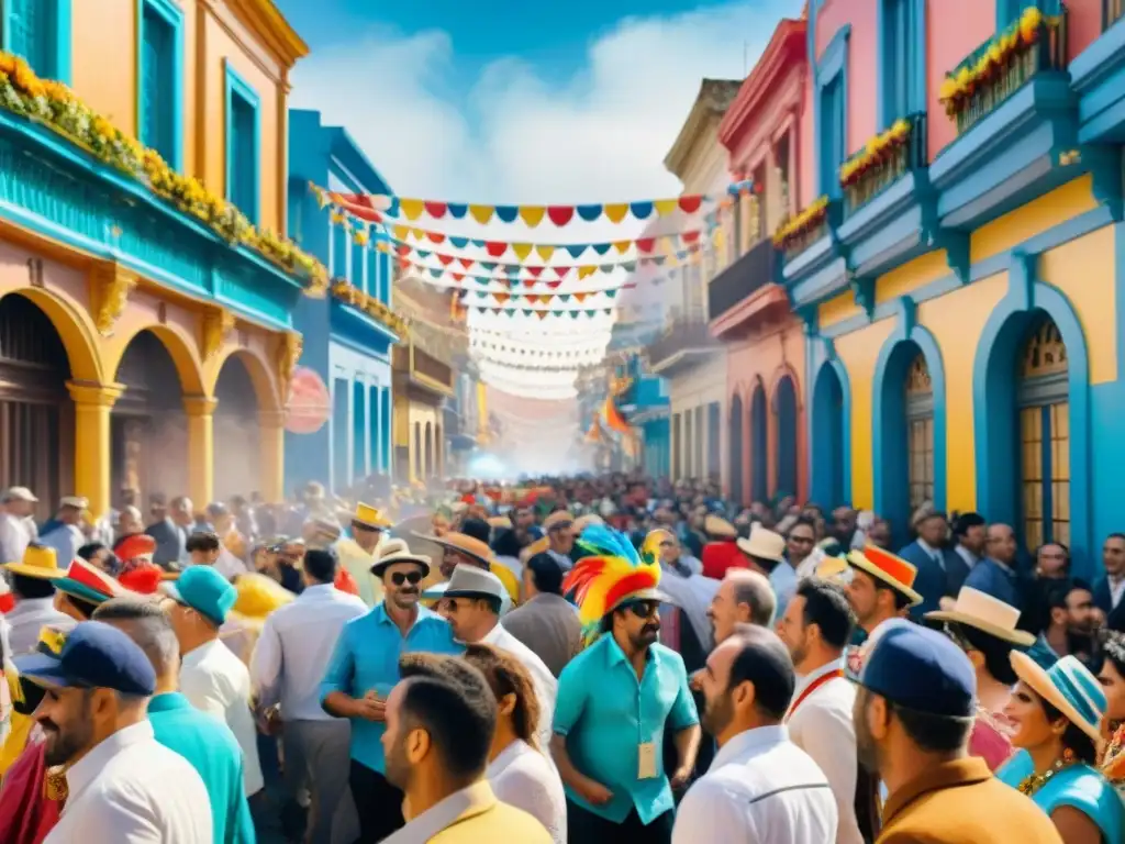 Desfile vibrante: Carnaval Uruguayo en acuarela Desfile vibrante del Carnaval Uruguayo: guía viajero curioso