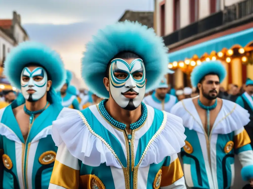 Vibrante desfile de carnaval en Uruguay: Contrastes en el Carnaval Uruguayo Desfile vibrante de Carnaval Uruguayo con contrastes entre alegría y sobriedad